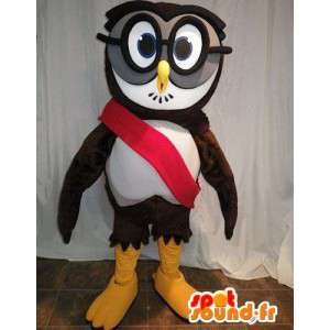 Gufo mascotte con gli occhiali. Owl costume - MASFR005629 - Mascotte degli uccelli