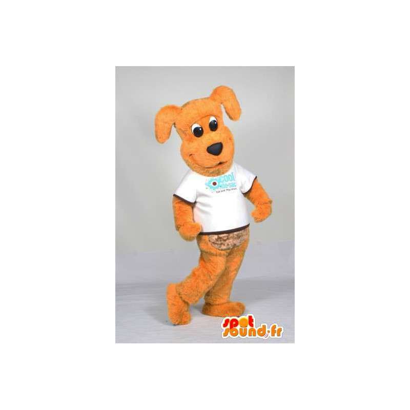 犬マスコット の 白いシャツオレンジ犬のマスコット