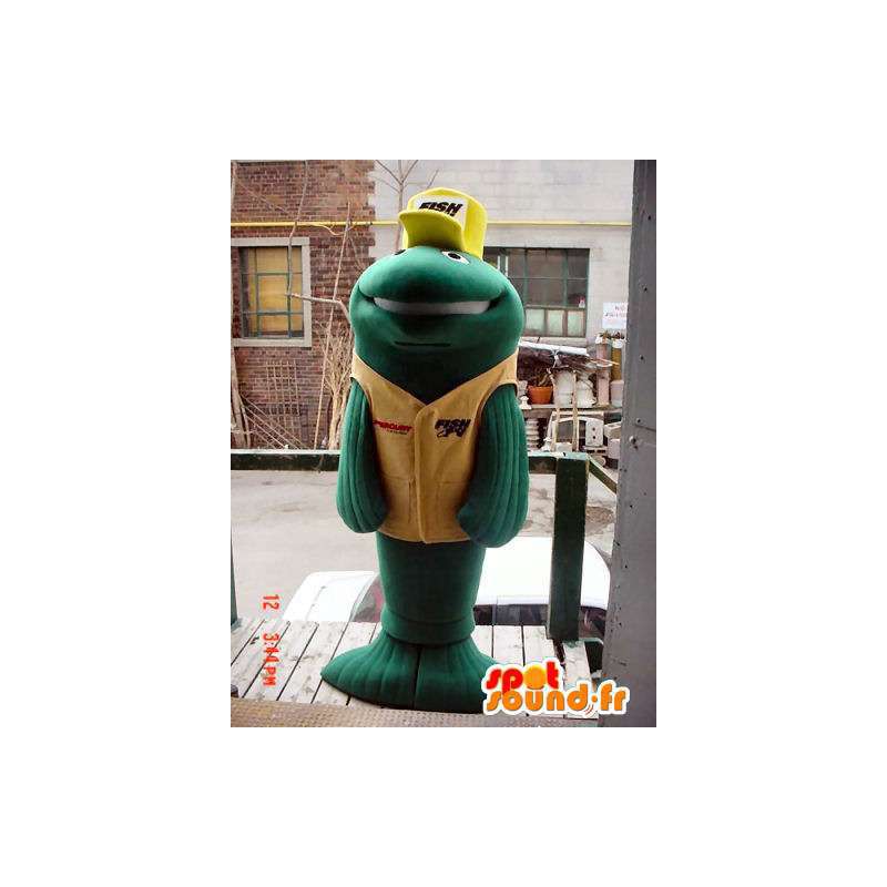 Mascote peixe verde, tamanho gigante. Costume peixe - MASFR005897 - mascotes peixe