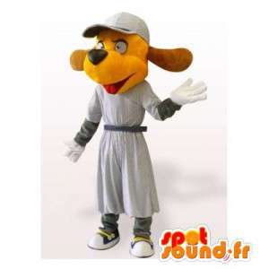 Dog mascot orange dress with a hat - MASFR006164 - Dog mascots