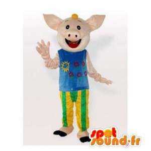 Varken mascotte glimlachend, gekleed - MASFR006301 - Pig Mascottes