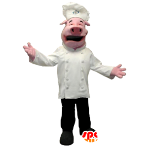 Mascotte de cochon en tenue de chef cuisinier - MASFR20356 - Mascottes Cochon