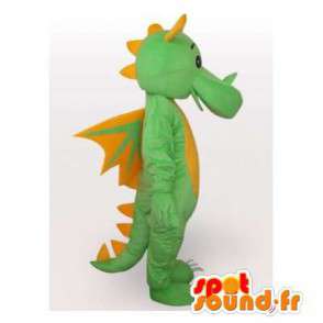 Mascot drago verde e giallo. Drago costume - MASFR006413 - Mascotte drago