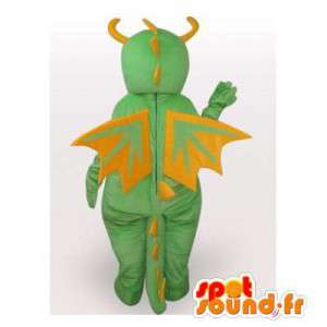 Mascot drago verde e giallo. Drago costume - MASFR006413 - Mascotte drago