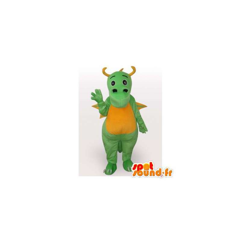 Mascot drago verde e giallo. Drago costume - MASFR006413 - Mascotte drago