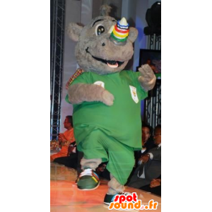 Mascotte grijze neushoorn, glimlachen - MASFR20683 - jungle dieren