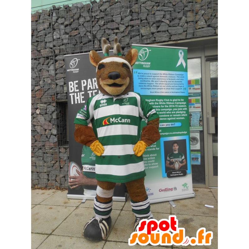 Moose mascotte, rendier, rugbyspeler - MASFR20792 - Forest Animals