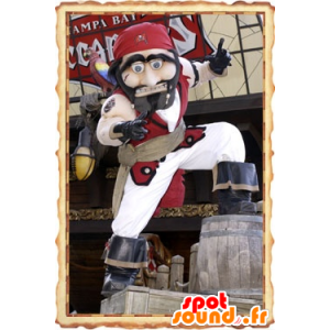 Pirate Mascot traditional red and white outfit - MASFR20816 - Mascottes de Pirate