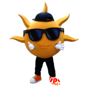 Cool Large Sun Plush SPOTSOUND Mascot Dressed In Sunglasses With Text -  Mascots not classified 
