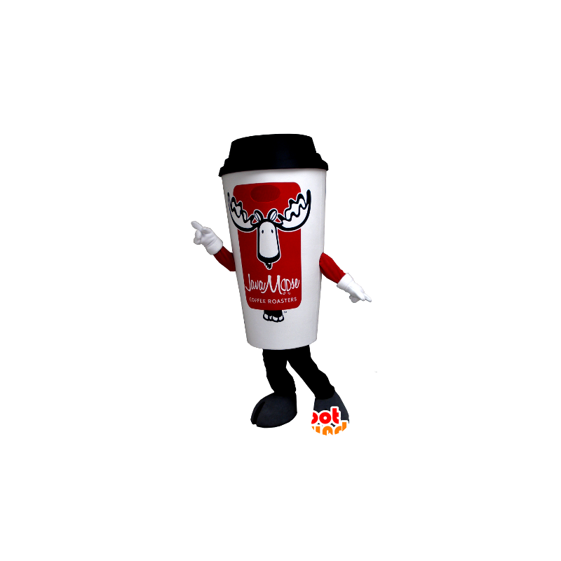 Tazza di caffè mascotte, bianco e rosso - MASFR21166 - Mascotte di oggetti