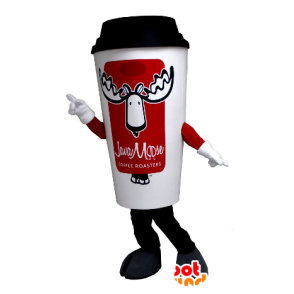 Tazza di caffè mascotte, bianco e rosso - MASFR21166 - Mascotte di oggetti