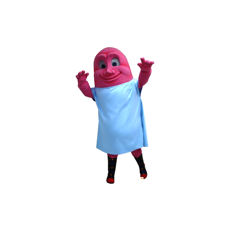 Mascotte de bonhomme rose, de monstre rose avec un drap blanc - MASFR21369 - Mascottes non-classées