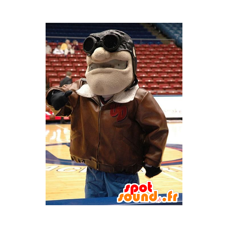 Aviator mascot with brown jacket and glasses - MASFR21635 - Human mascots