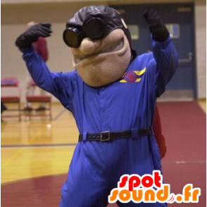 Aviator mascot with brown jacket and glasses - MASFR21635 - Human mascots