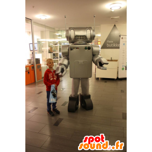 Mascotte metallico robot grigio, realistico - MASFR21655 - Mascotte dei robot