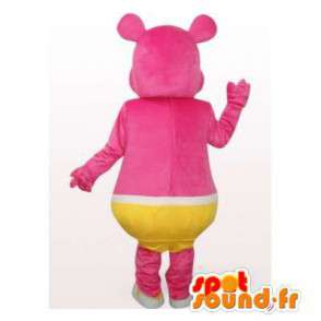 Bear mascot pink slip yellow. Bear costume - MASFR006484 - Bear mascot