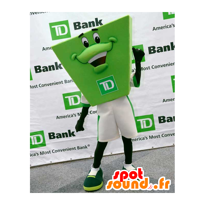 Mascotte de bonhomme vert de TD Bank, très souriante - MASFR21979 - Mascottes non-classées