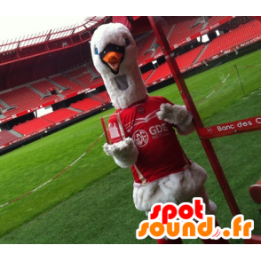 Mascot cisne segurando esporte vermelho - MASFR21996 - mascotes Swan