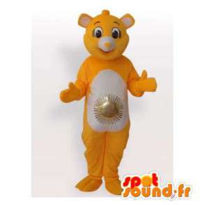 Mascote urso amarelo com um sol em seu estômago - MASFR006492 - mascote do urso