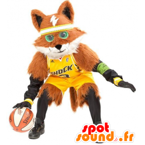 Arancione Mascot e volpe bianca, tutto peloso - MASFR22187 - Mascotte Fox