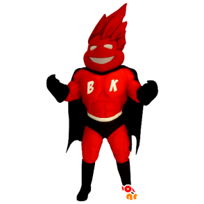 Superheld mascotte in de kleuren rood en zwart pak - MASFR22469 - superheld mascotte