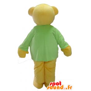 Mascot Teddy pelúcia amarelo, com camisa verde - MASFR22628 - mascote do urso