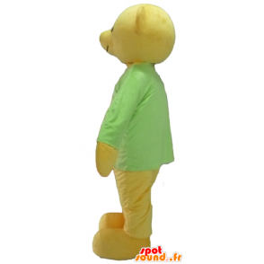 Mascot Teddy pluche geel, met groen overhemd - MASFR22628 - Bear Mascot