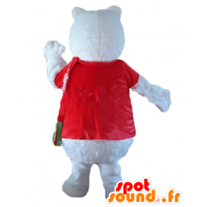 Mascot polar bear, wolf, with a red shirt - MASFR22645 - Bear mascot