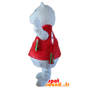 Mascot polar bear, wolf, with a red shirt - MASFR22645 - Bear mascot