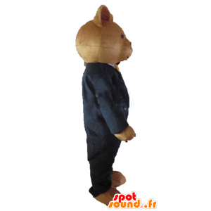 Mascote do urso urso marrom, vestido em um terno preto - MASFR22662 - mascote do urso