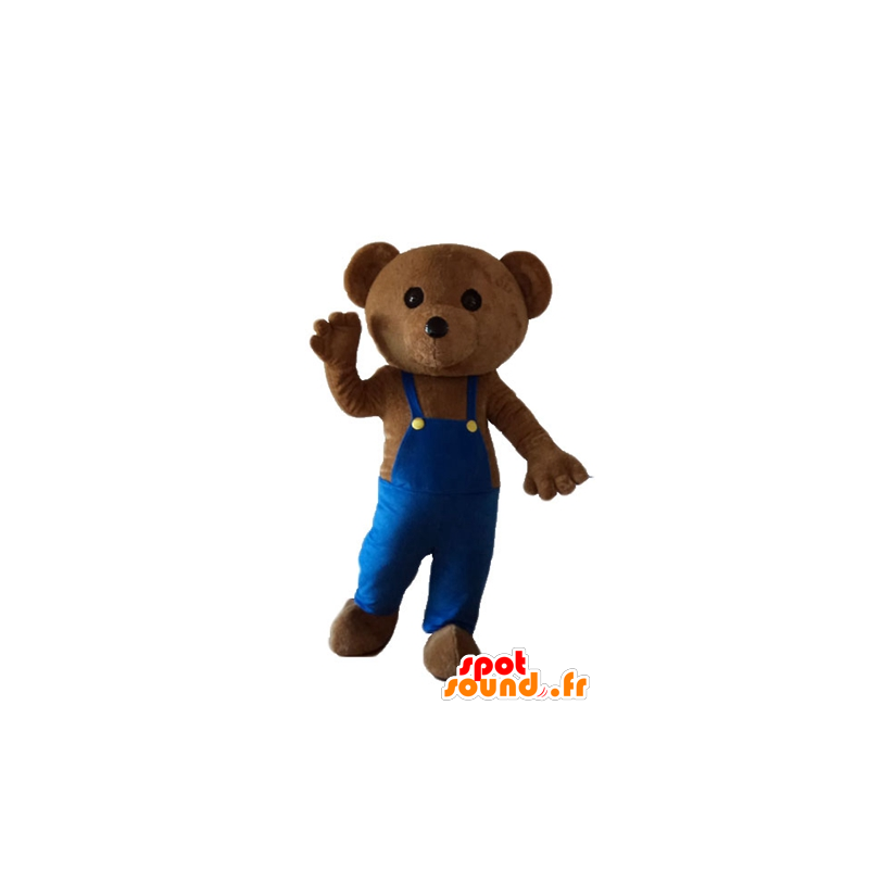 Mascot teddybeer met blauwe overalls - MASFR22677 - Bear Mascot