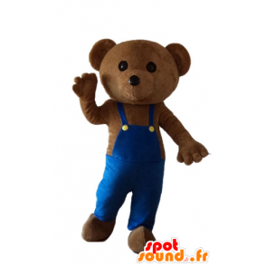 Mascot teddybeer met blauwe overalls - MASFR22677 - Bear Mascot