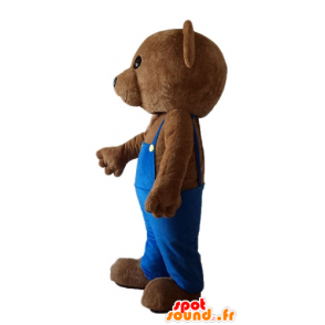 Mascot teddybeer met blauwe overalls - MASFR22677 - Bear Mascot