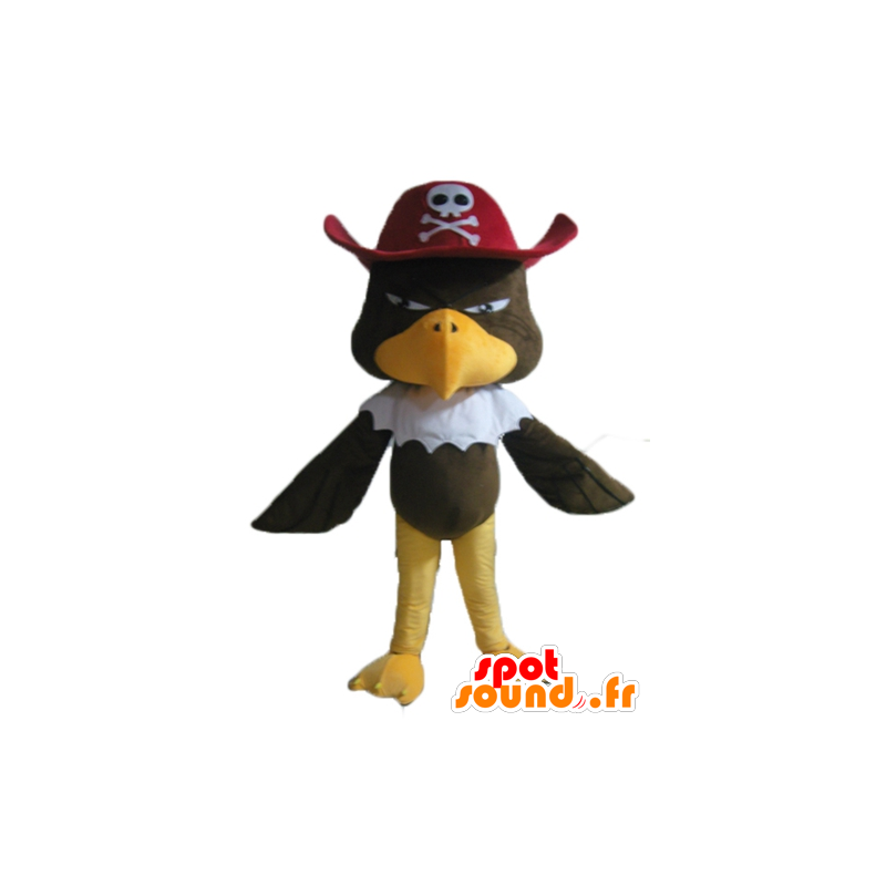 Mascot eagle, vulture with a brown pirate hat - MASFR22698 - Mascot of birds