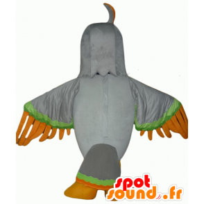 Mascot adelaar grijs, groen en oranje, kwaad uitziende - MASFR22701 - Mascot vogels