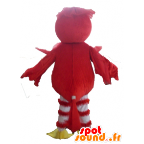 Rød, gul og hvid fuglemaskot, and - Spotsound maskot kostume