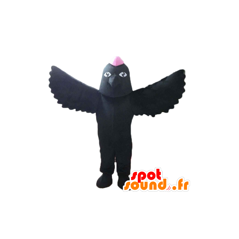 Mascot pássaro preto, com uma crista-de-rosa em sua cabeça - MASFR22727 - aves mascote