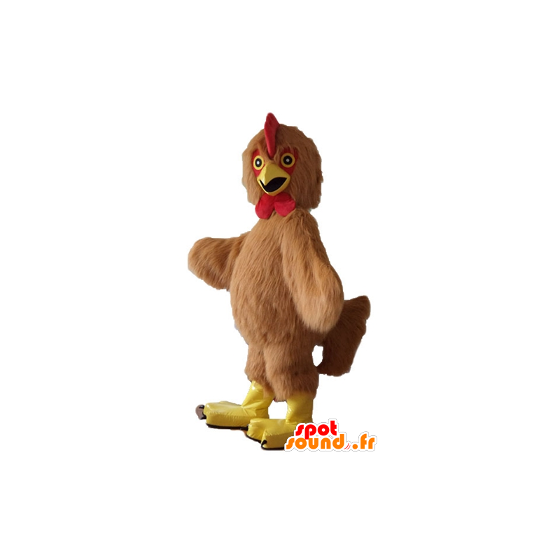 Kylling Maskot Hane Brunt Rodt Og Gult Alle Harete I Mascot Honer Roosters Chickens