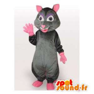 Mascote cinza e rato-de-rosa. terno Rat - MASFR006534 - mascotes animais