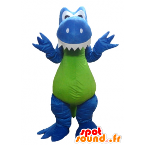 Mascotte de dinosaure, de dragon, bleu, blanc et vert - MASFR22882 - Mascottes Dinosaure