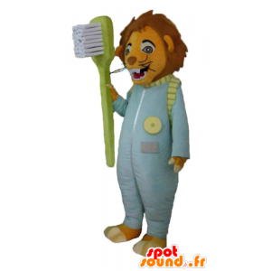Tiger mascotte e una combinazione con uno spazzolino da denti - MASFR22917 - Mascotte tigre