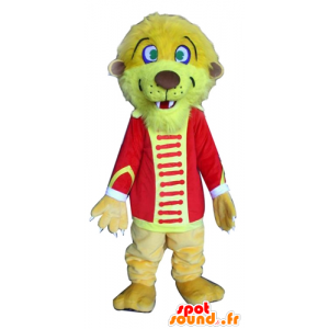 Mascotte de lion, de tigre jaune, en tenue de cirque - MASFR22918 - Mascottes Lion