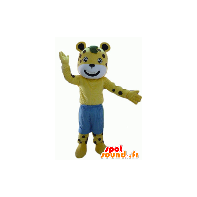 Mascot amarillo y blanco guisantes tigre marrones con pantalones cortos - MASFR22941 - Mascotas de tigre