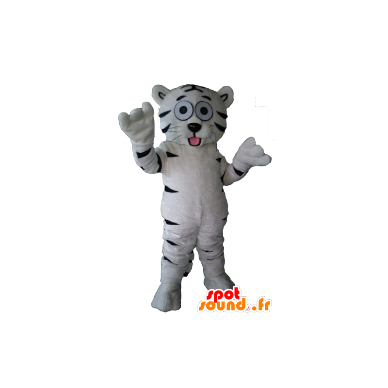 Maskot bílý a černý tygr, roztomilých, sladká a dojemná - MASFR22955 - Tiger Maskoti