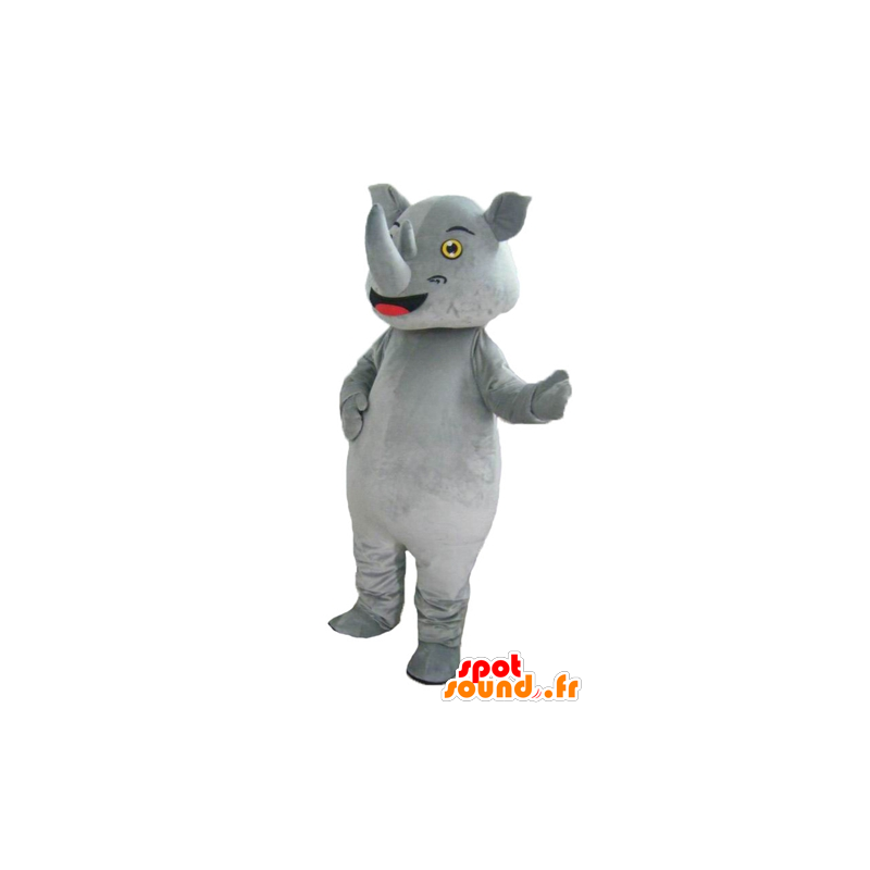 Mascotte de rhinocéros gris, géant et impressionnant - MASFR23012 - Animaux de la jungle