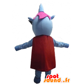 Mascotte d'hippopotame bleu et rose, avec des lunettes design - MASFR23068 - Mascottes Hippopotame