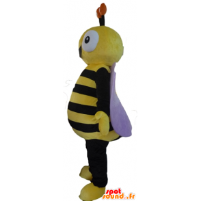 Musta ja keltainen mehiläinen Mascot, erittäin hymyilevä - MASFR23090 - Bee Mascot