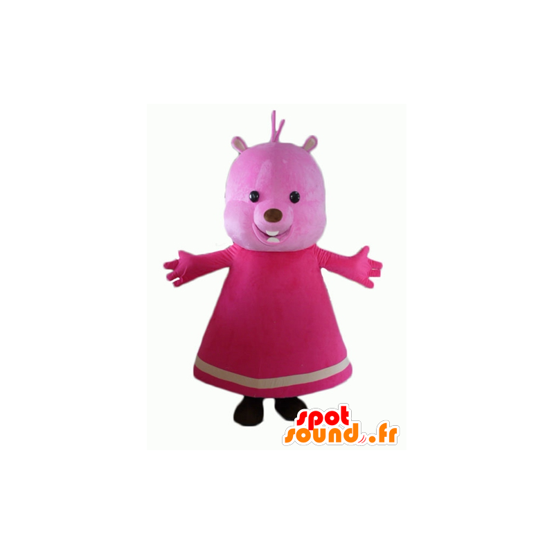 Mascot rosa Teddybär mit einem Kleid - MASFR23132 - Bär Maskottchen