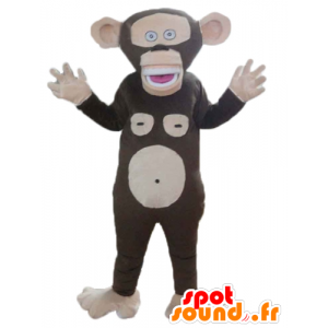 Mascotte de singe marron et rose, très rigolo - MASFR23173 - Mascottes Singe