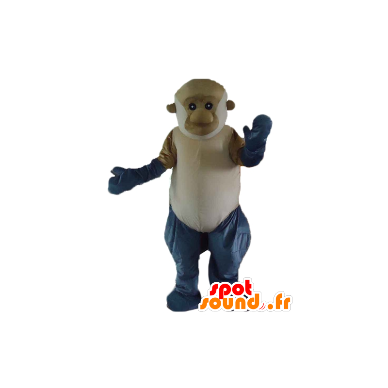 Marrom e mascote macaco branco, alegre em macaco Mascotes Mudança de cor  Sem mudança Cortar L (180-190 Cm) Esboço antes da fabricação (2D) Não Com  as roupas? (se presente na foto) Não